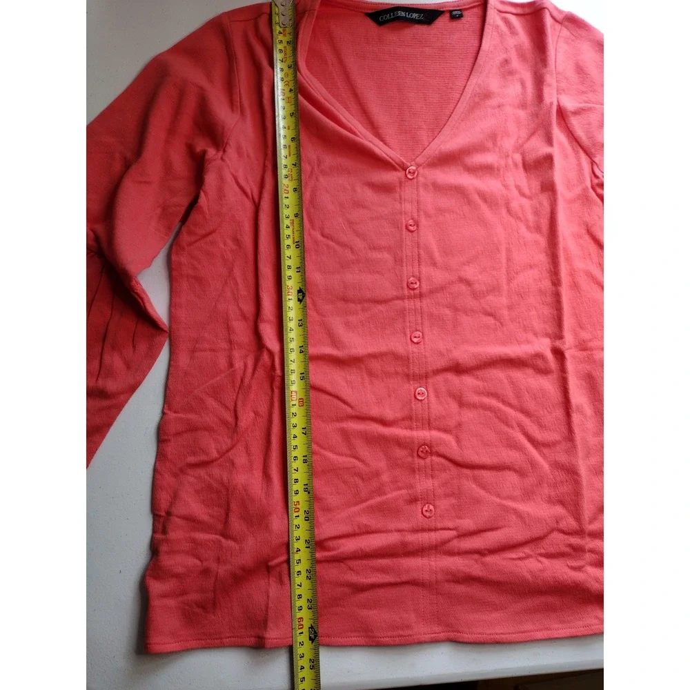 Colleen Lopez Coral Button Front Bell Sleeve Top, V Neck, Women's Size‎ S
